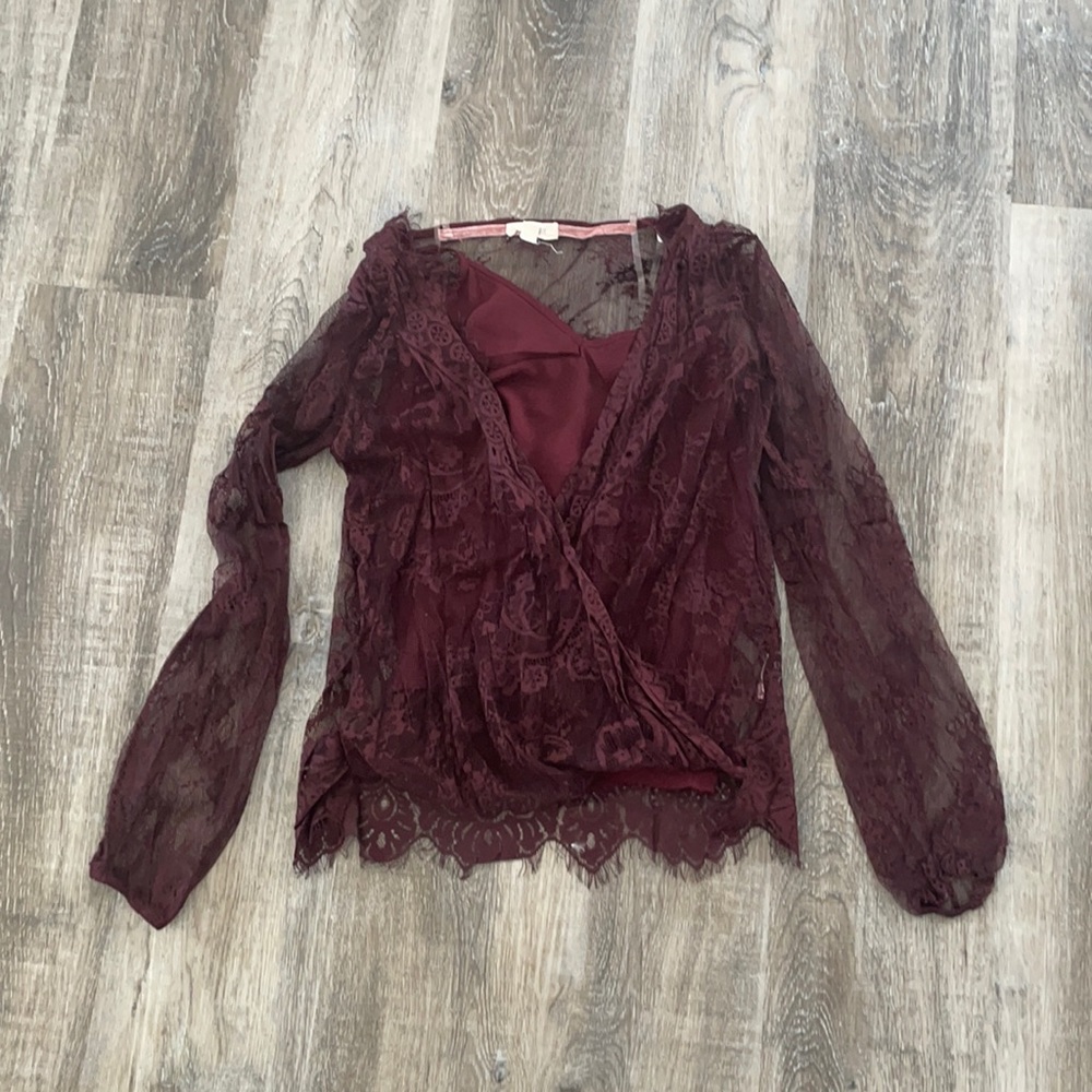 Maroon lace blouse